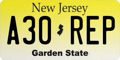 NJ license plate A30REP