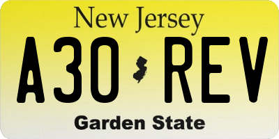 NJ license plate A30REV