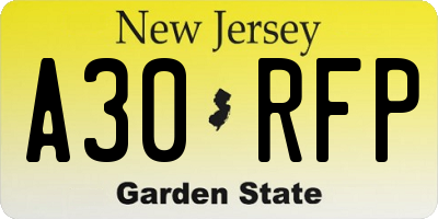 NJ license plate A30RFP