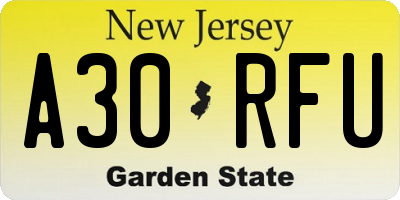 NJ license plate A30RFU