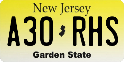 NJ license plate A30RHS