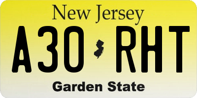 NJ license plate A30RHT