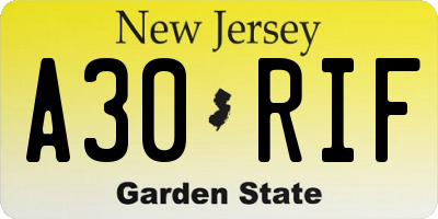 NJ license plate A30RIF
