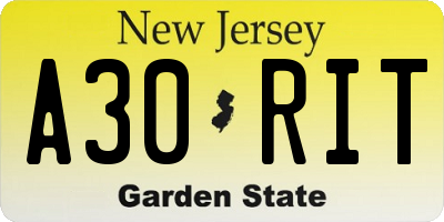 NJ license plate A30RIT