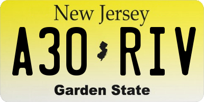 NJ license plate A30RIV