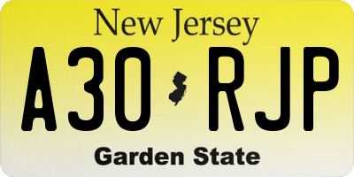 NJ license plate A30RJP