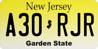 NJ license plate A30RJR