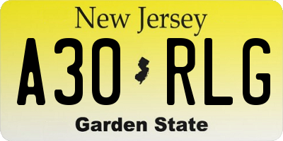NJ license plate A30RLG