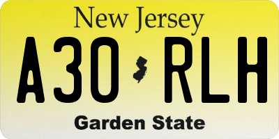 NJ license plate A30RLH