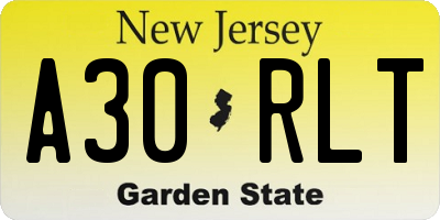 NJ license plate A30RLT