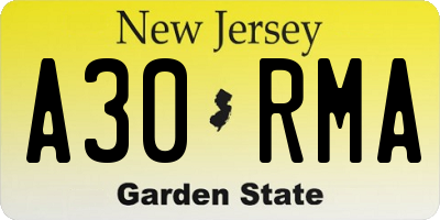NJ license plate A30RMA