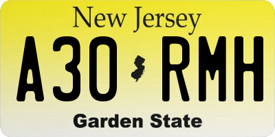 NJ license plate A30RMH