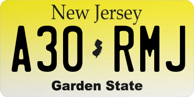 NJ license plate A30RMJ