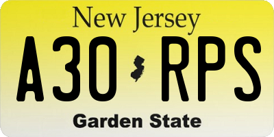 NJ license plate A30RPS