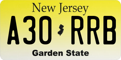 NJ license plate A30RRB