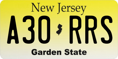 NJ license plate A30RRS