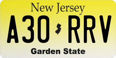 NJ license plate A30RRV