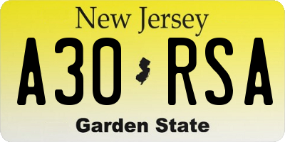 NJ license plate A30RSA