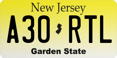 NJ license plate A30RTL