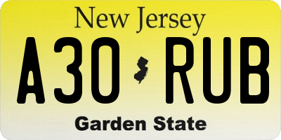 NJ license plate A30RUB