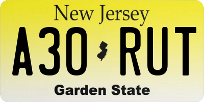 NJ license plate A30RUT