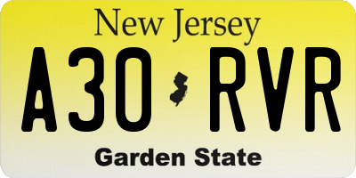NJ license plate A30RVR