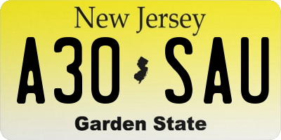 NJ license plate A30SAU