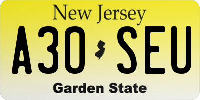 NJ license plate A30SEU