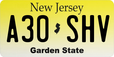 NJ license plate A30SHV