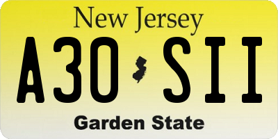 NJ license plate A30SII