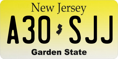 NJ license plate A30SJJ