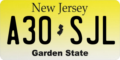NJ license plate A30SJL