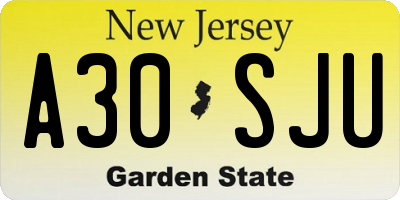 NJ license plate A30SJU