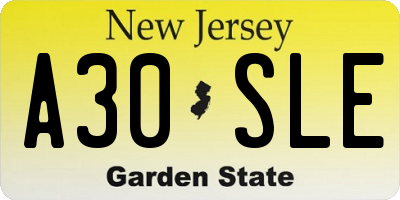 NJ license plate A30SLE