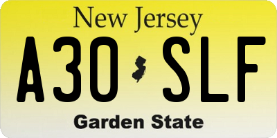 NJ license plate A30SLF