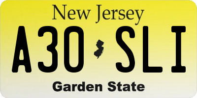 NJ license plate A30SLI