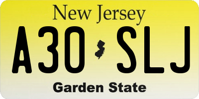 NJ license plate A30SLJ