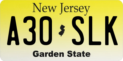 NJ license plate A30SLK