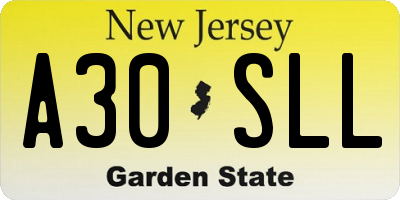 NJ license plate A30SLL