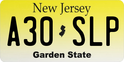 NJ license plate A30SLP