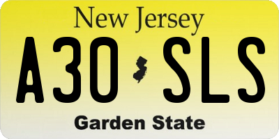NJ license plate A30SLS