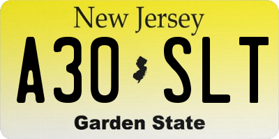 NJ license plate A30SLT