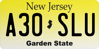 NJ license plate A30SLU