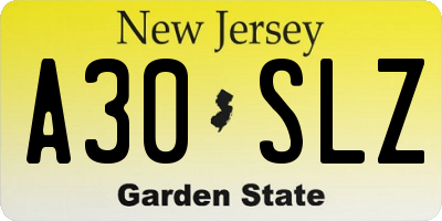 NJ license plate A30SLZ