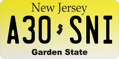 NJ license plate A30SNI