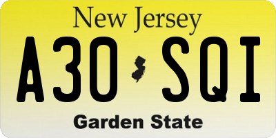 NJ license plate A30SQI