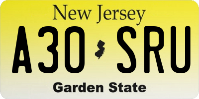 NJ license plate A30SRU
