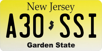 NJ license plate A30SSI