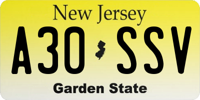 NJ license plate A30SSV