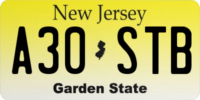 NJ license plate A30STB